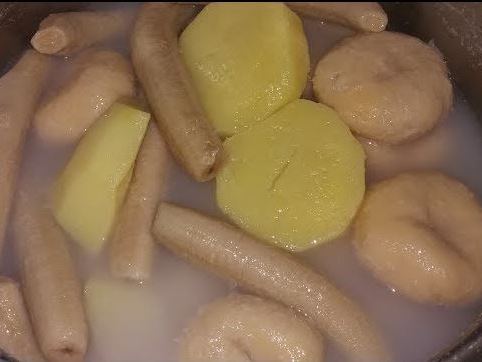 Boiled banana, yam and sweet potato